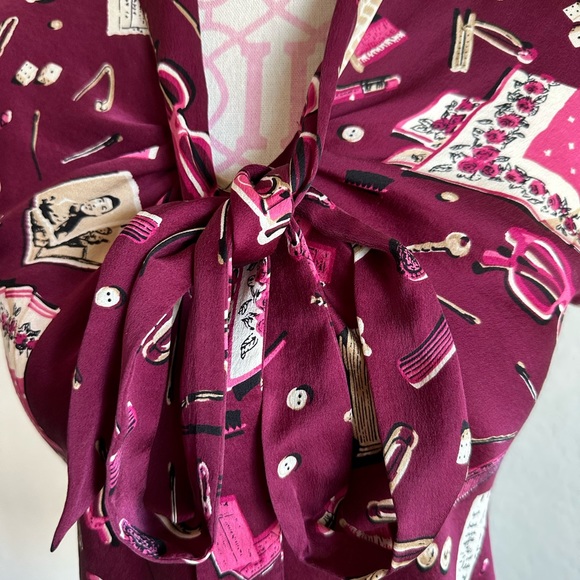 Talbots Raspberry Silk Blouse - Picture 3 of 5